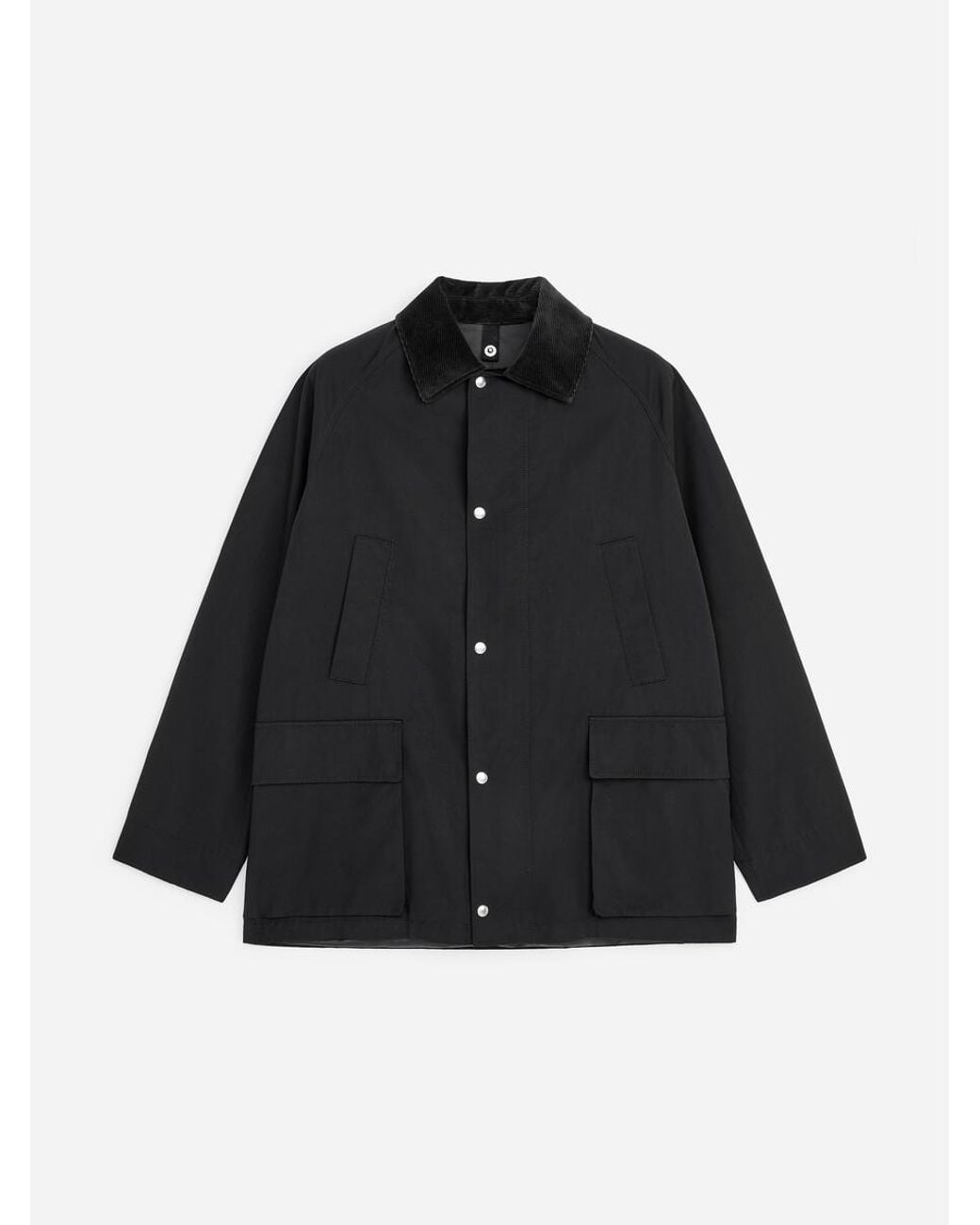 ARKET Black Waxed Mid-Length Coat for men