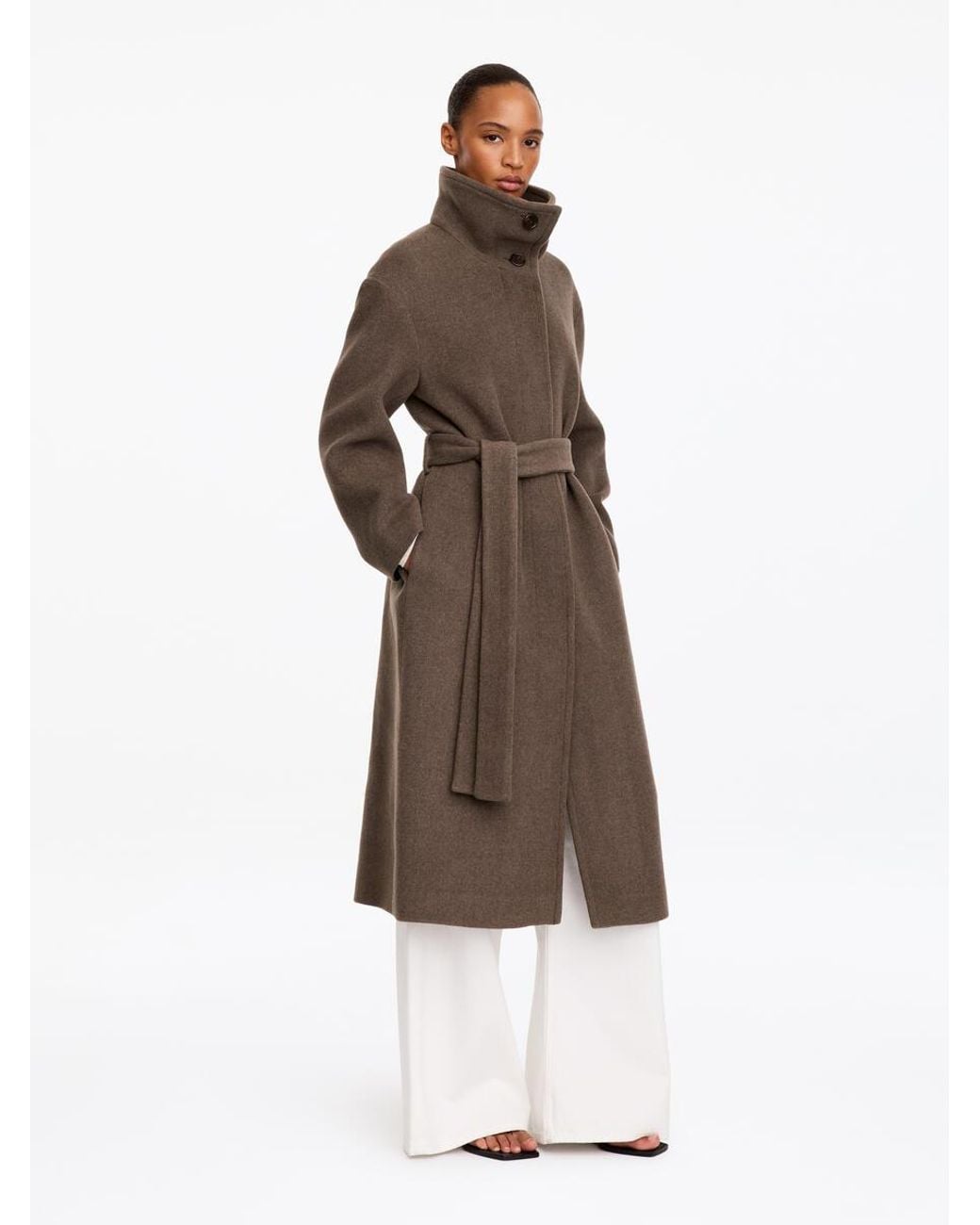 ARKET Natural Wool-Blend Belted Coat