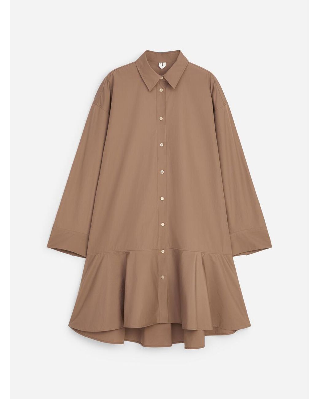 ARKET Natural Cotton Peplum Shirt Dress