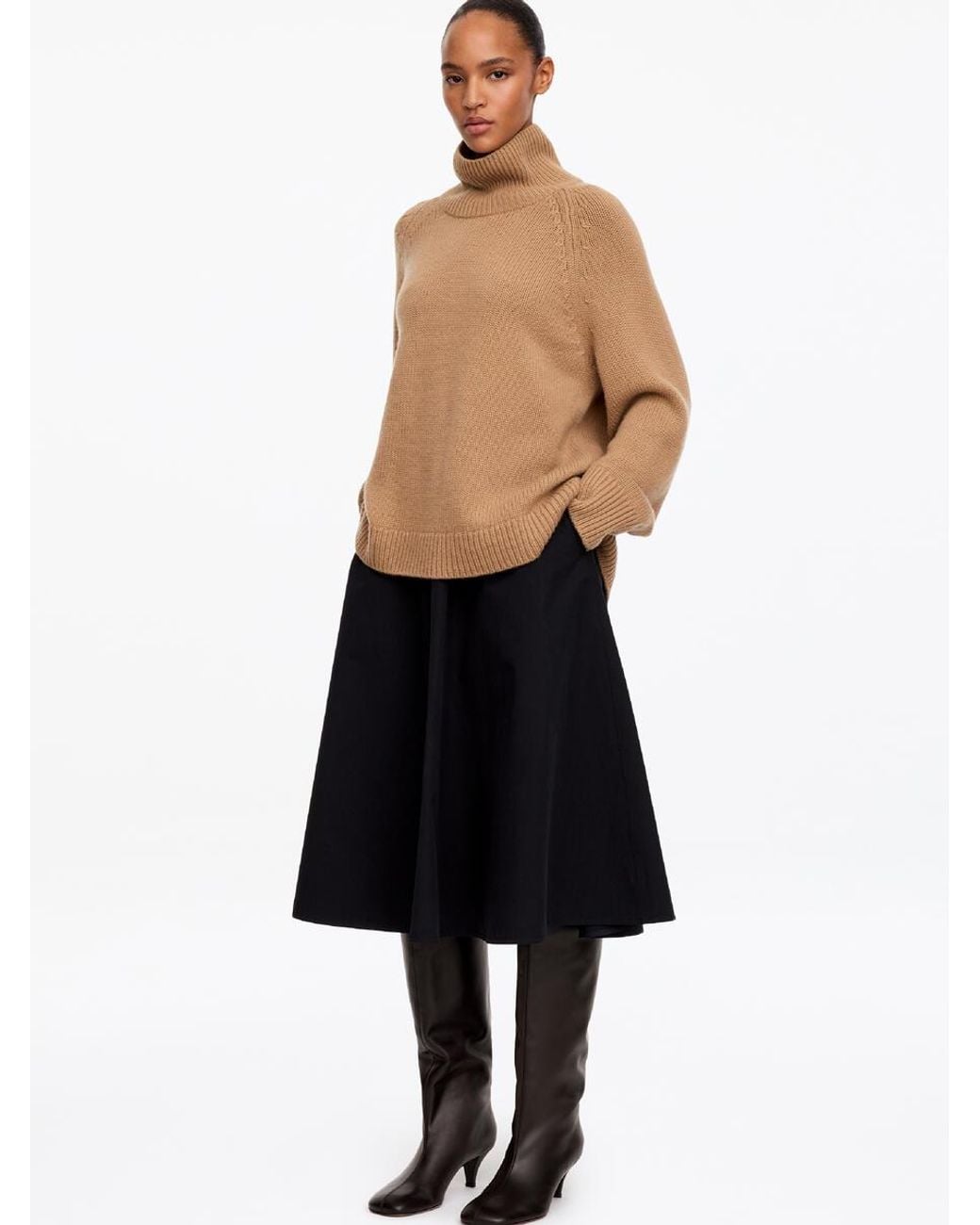 ARKET Black Slouchy Leather Knee Boots
