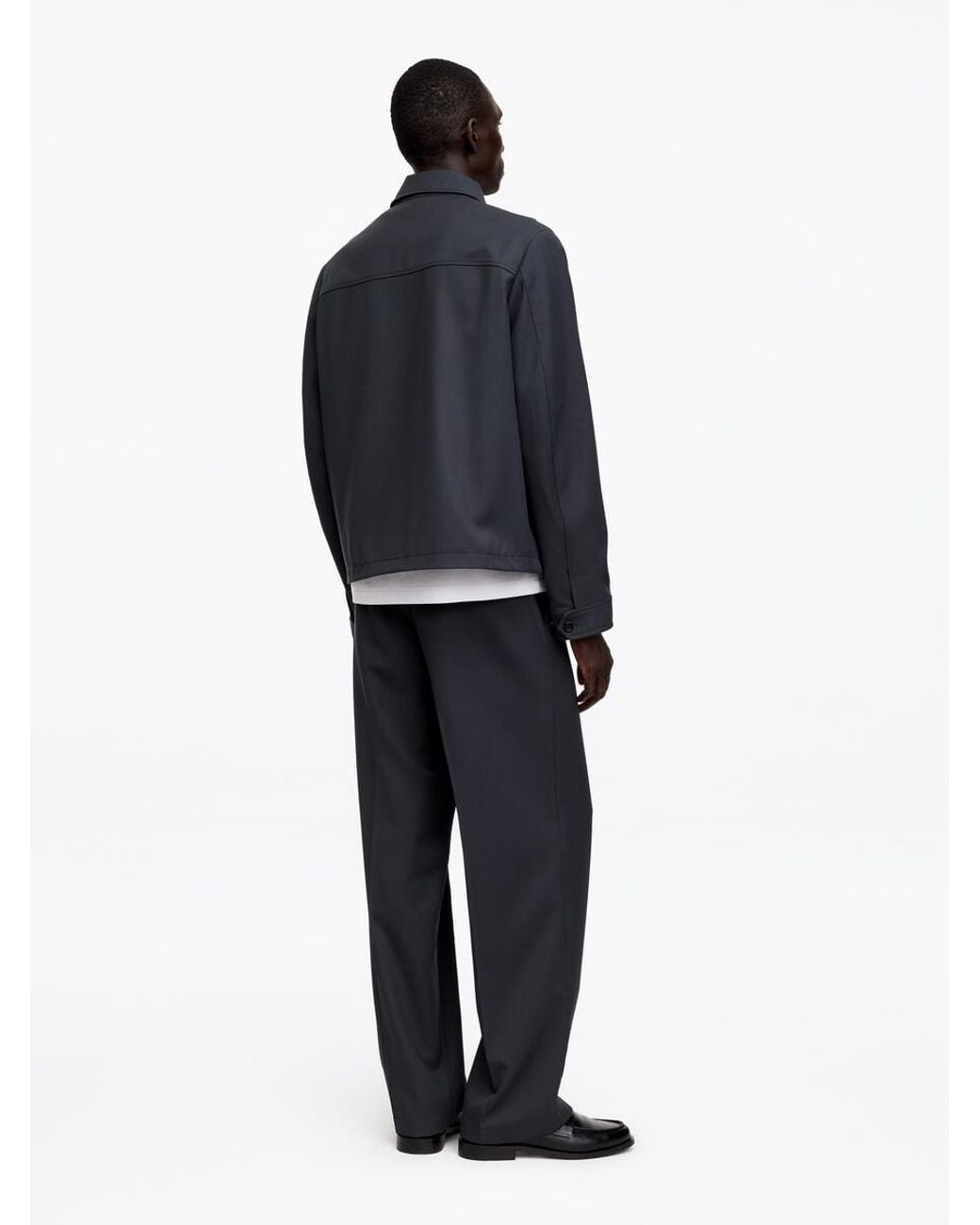 ARKET Blue Wide Wool Blend Trousers for men