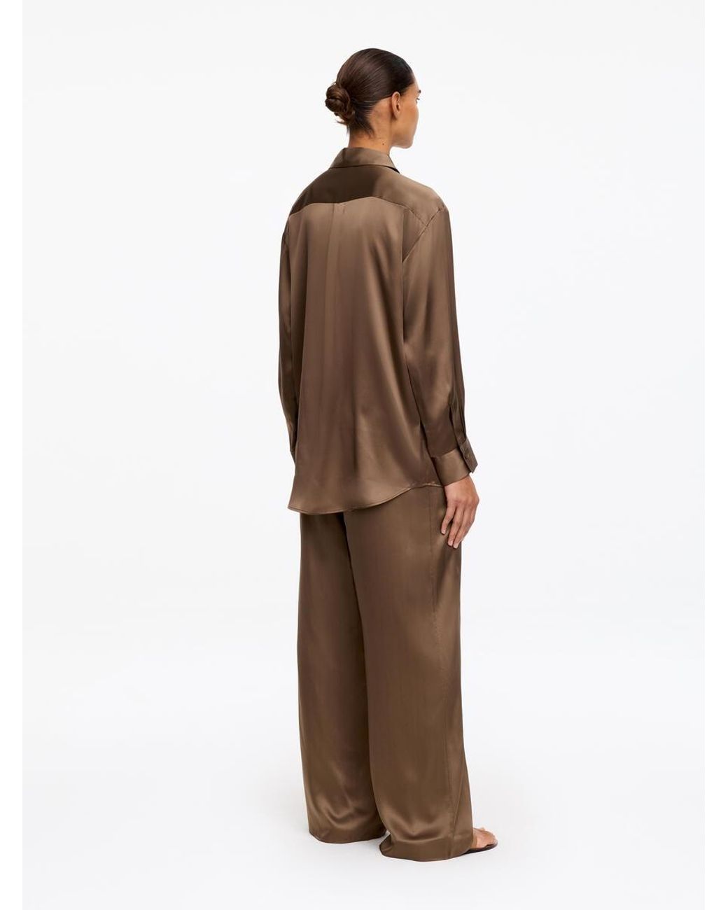 ARKET Brown Silk Satin Shirt
