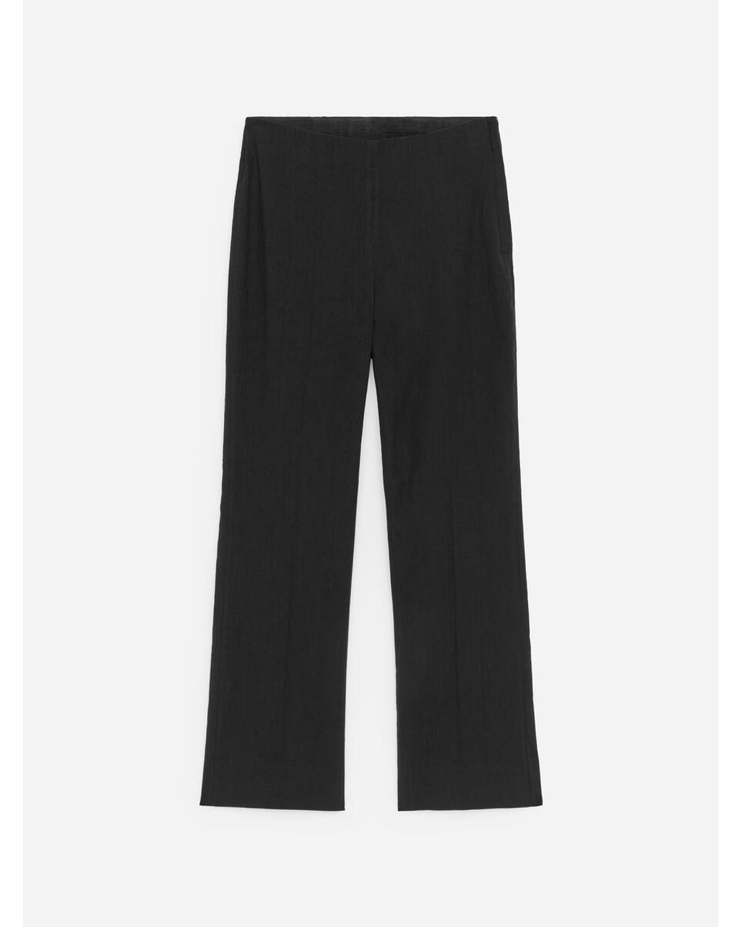 ARKET Black Linen-Cotton Kick-Flare Trousers