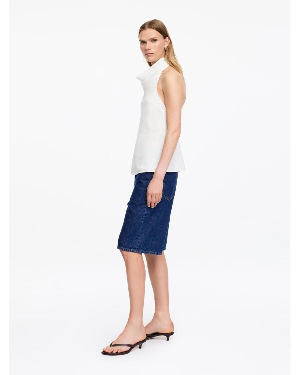 ARKET White Linen Blend Halterneck Top