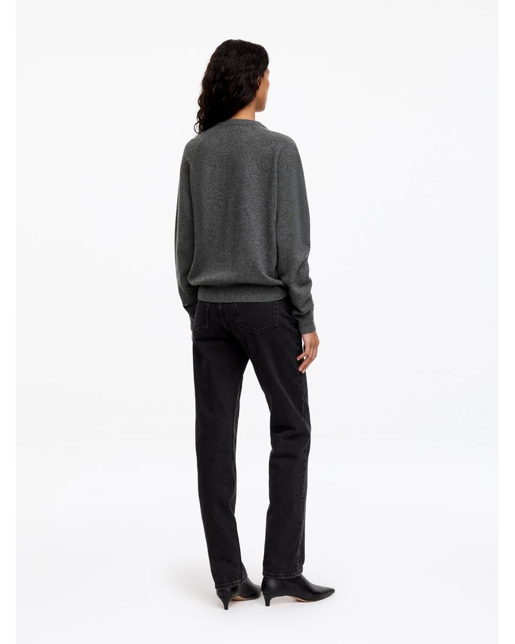 ARKET Gray Relaxed Cashmere V-Neck Jumper