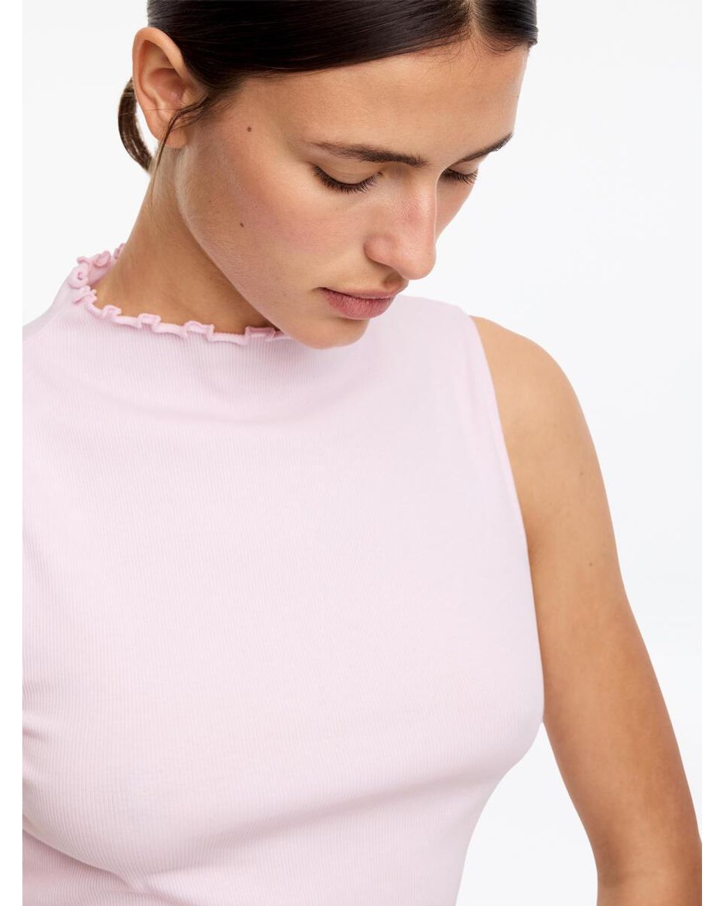 ARKET White Mock-Neck Ribbed Top