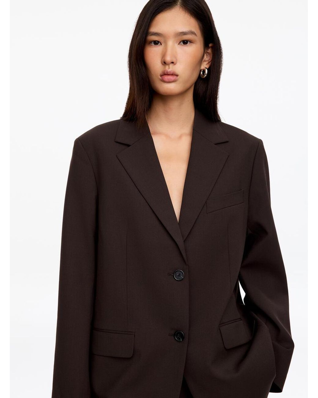 ARKET Brown Wool-Blend Relaxed Blazer
