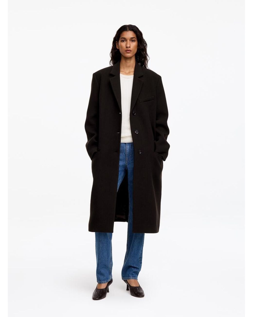 ARKET Black Wool-Blend Coat