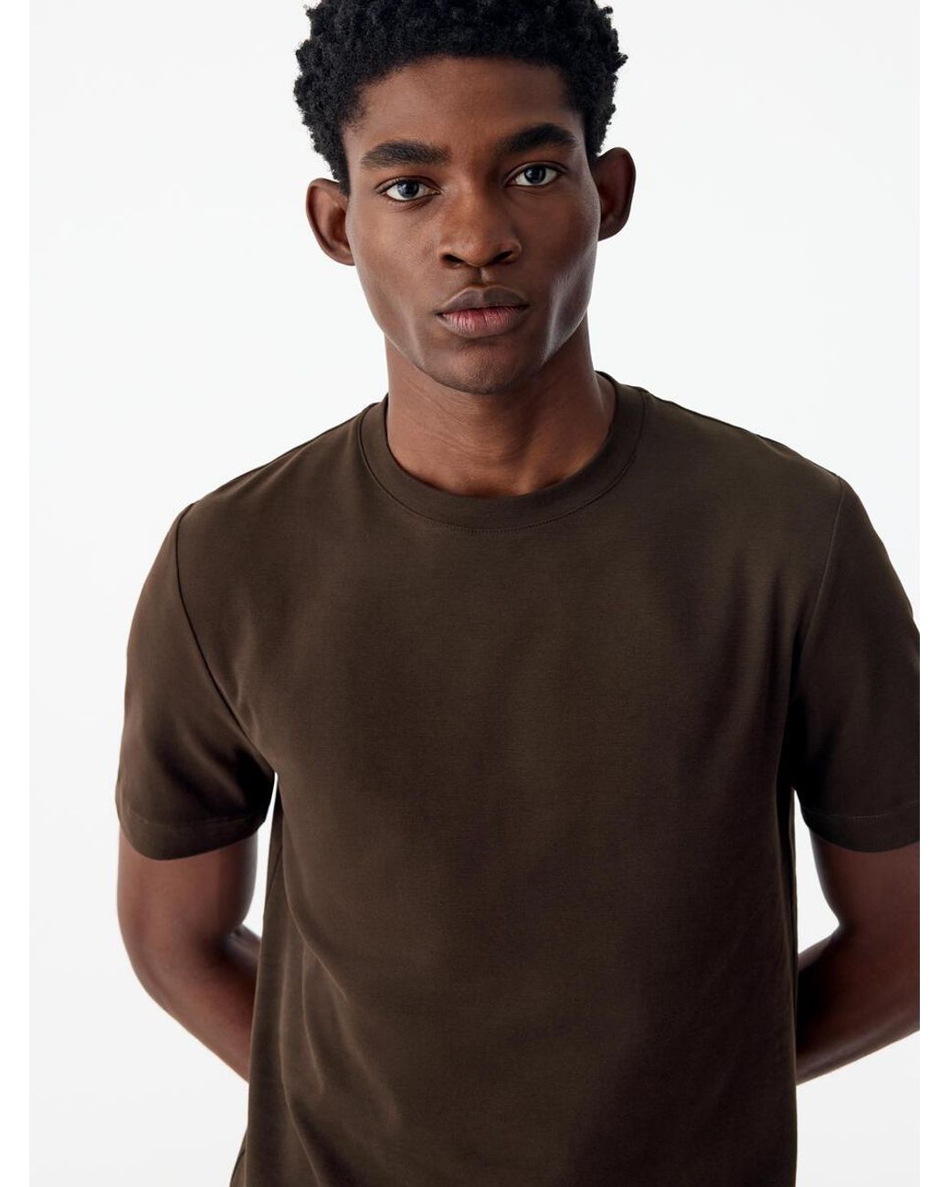 ARKET Brown Regular Interlock T-Shirt for men