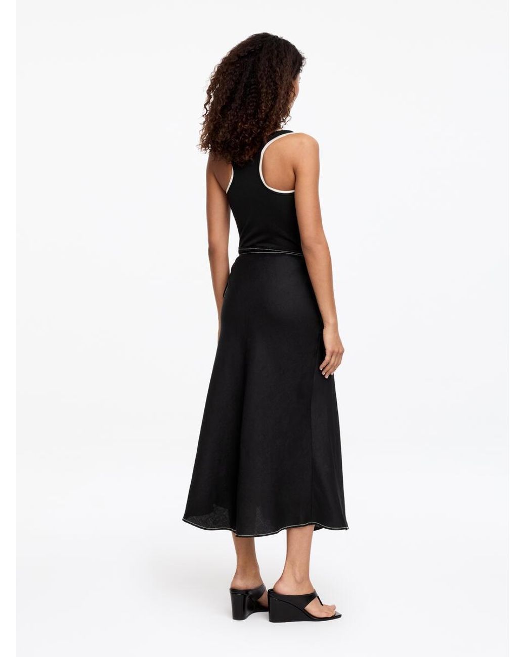 ARKET Black Linen Wrap Skirt
