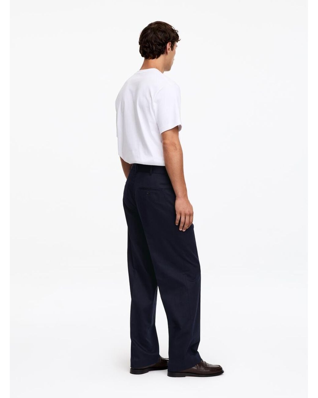 ARKET Blue Wide Cotton Linen Trousers for men