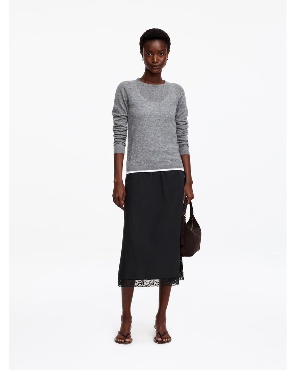 ARKET White Lace Edge Skirt