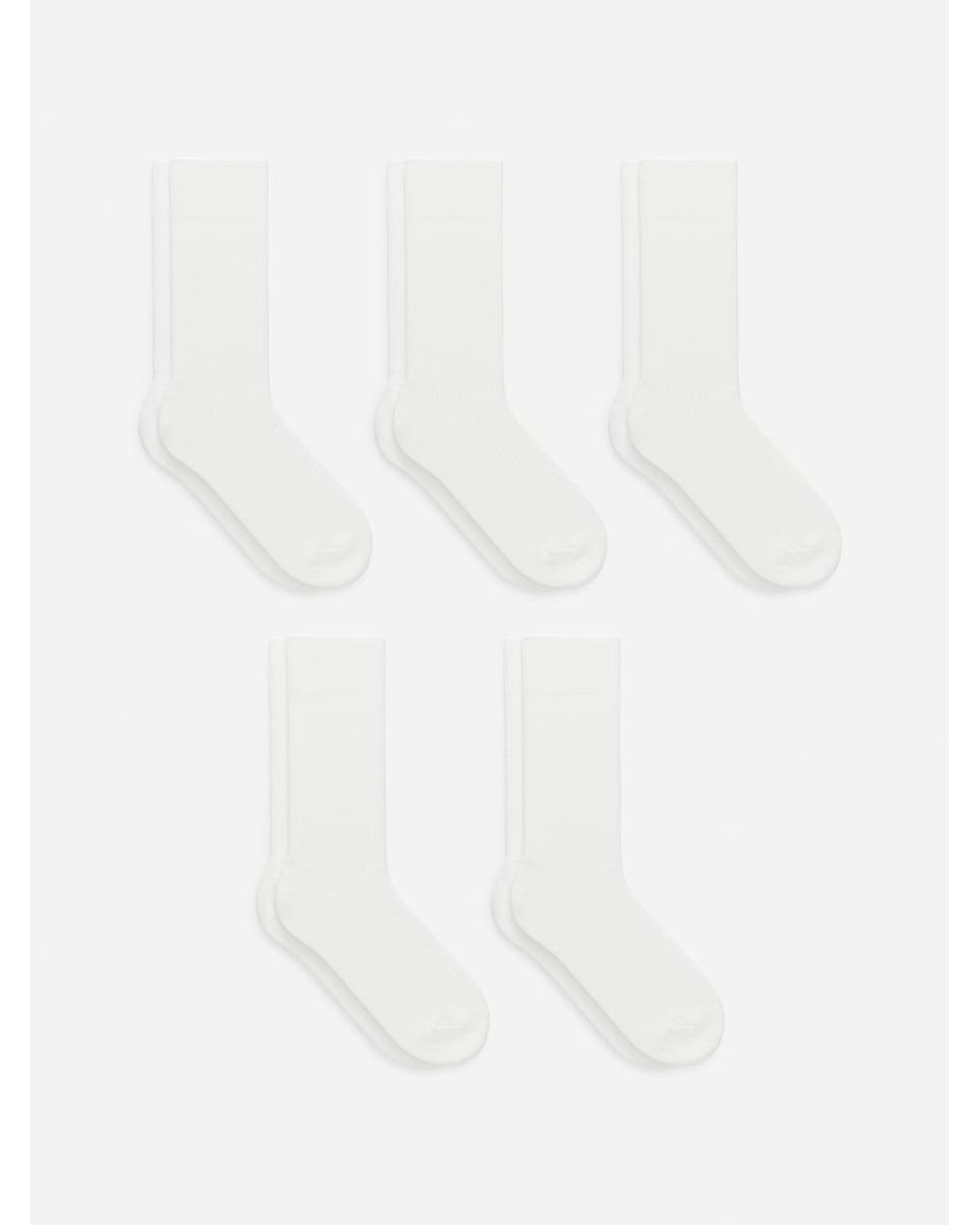 ARKET White Supima Cotton Rib Socks 5 Pairs for men