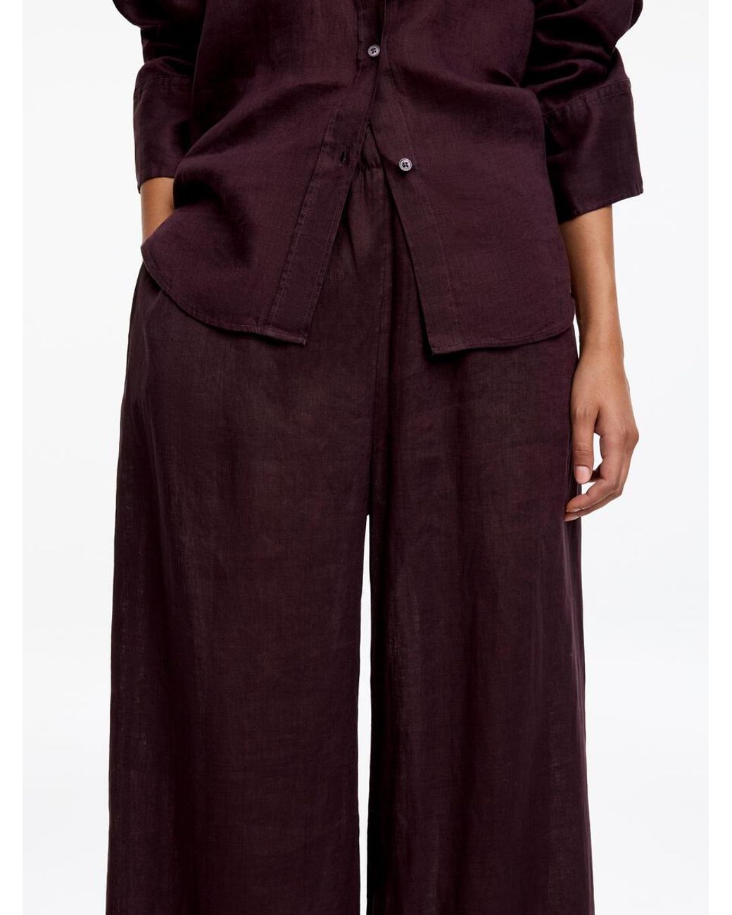 ARKET Purple Wide Linen Trousers