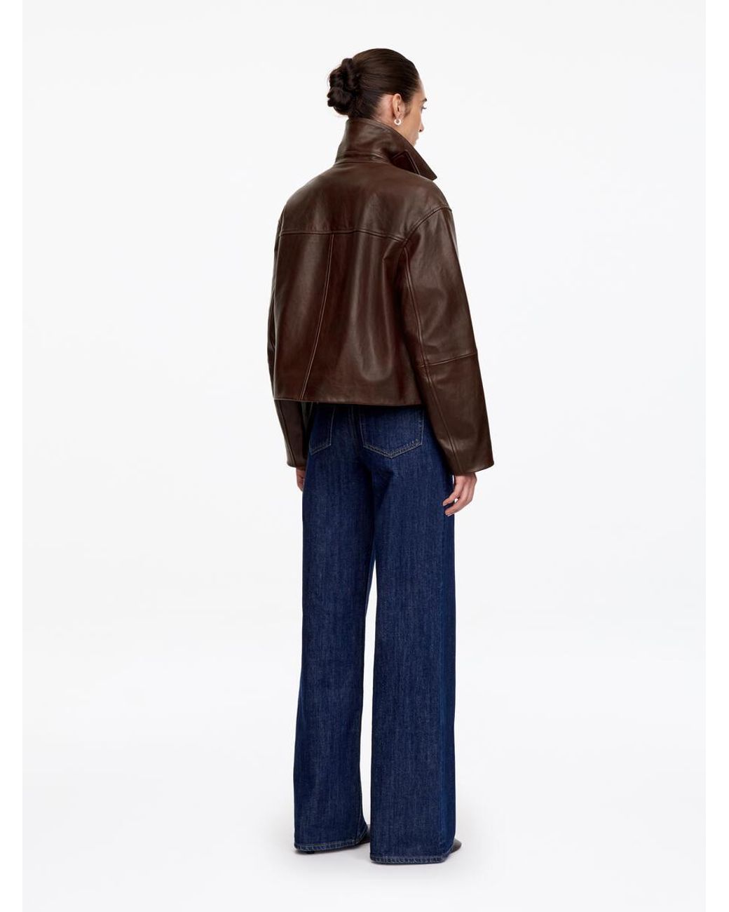ARKET Blue Short Leather Jacket