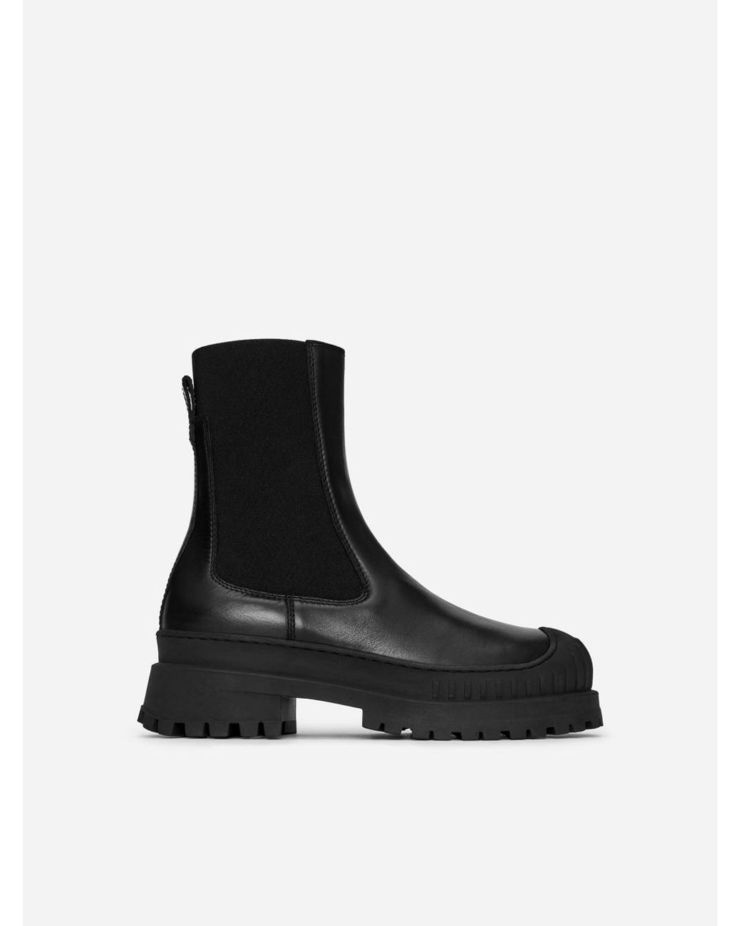 ARKET Black Chunky Leather Ankle Boots