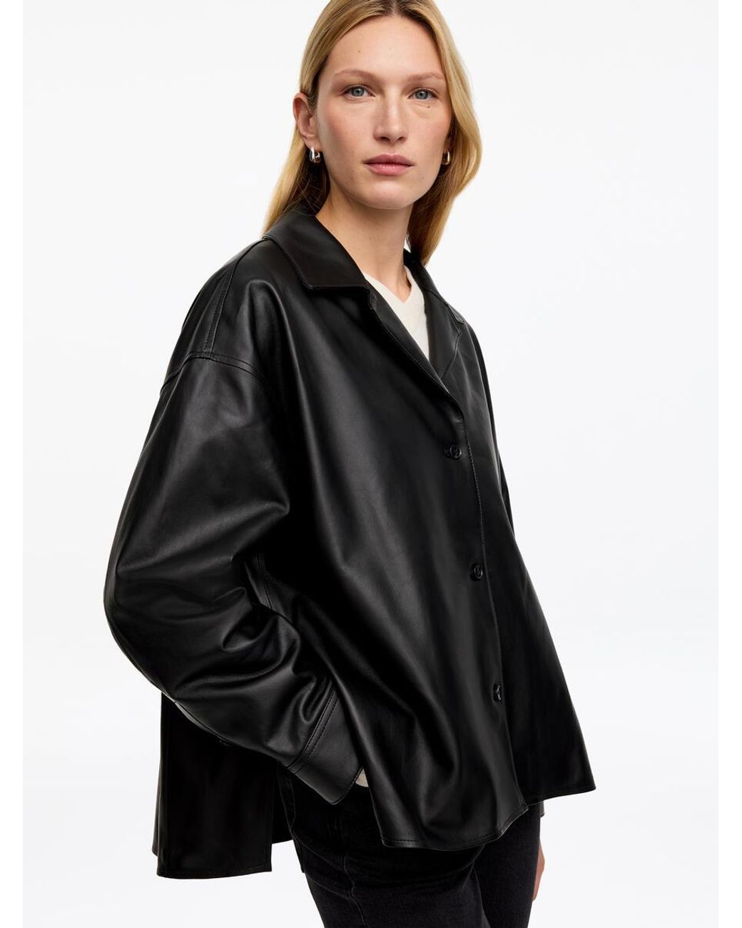 ARKET Black Leather Shirt