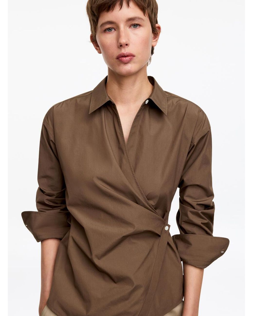 ARKET Brown Wrap Shirt
