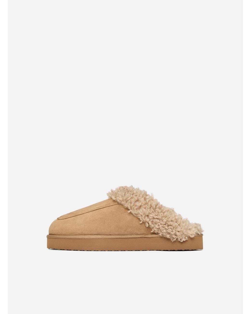 ARKET Natural Faux-Fur Slippers