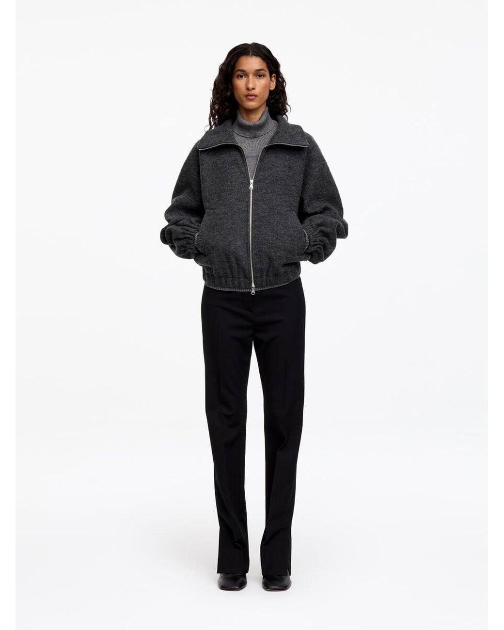 ARKET Black Boiled Wool Jacket