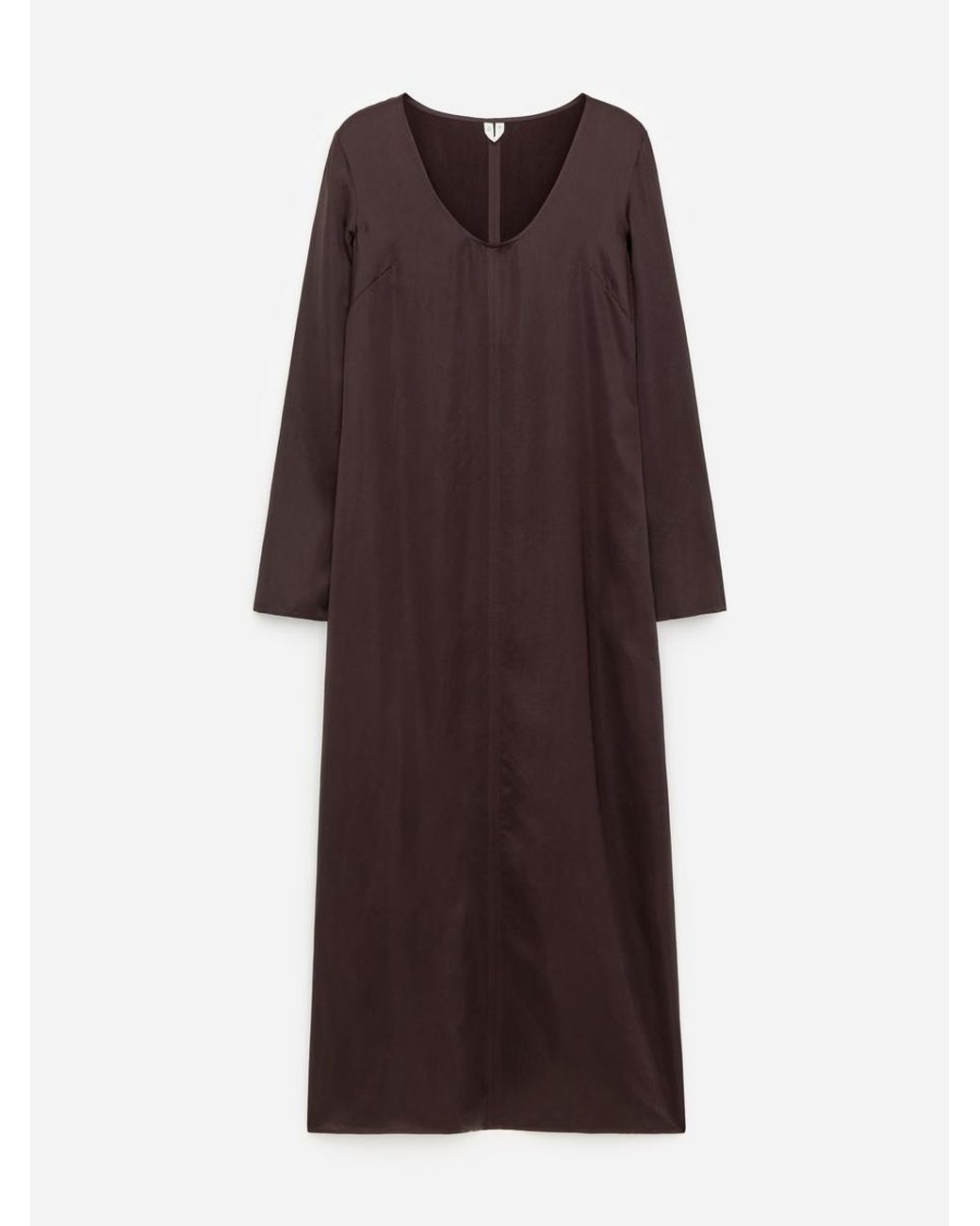 ARKET Brown Scoop-Neck Satin Dress