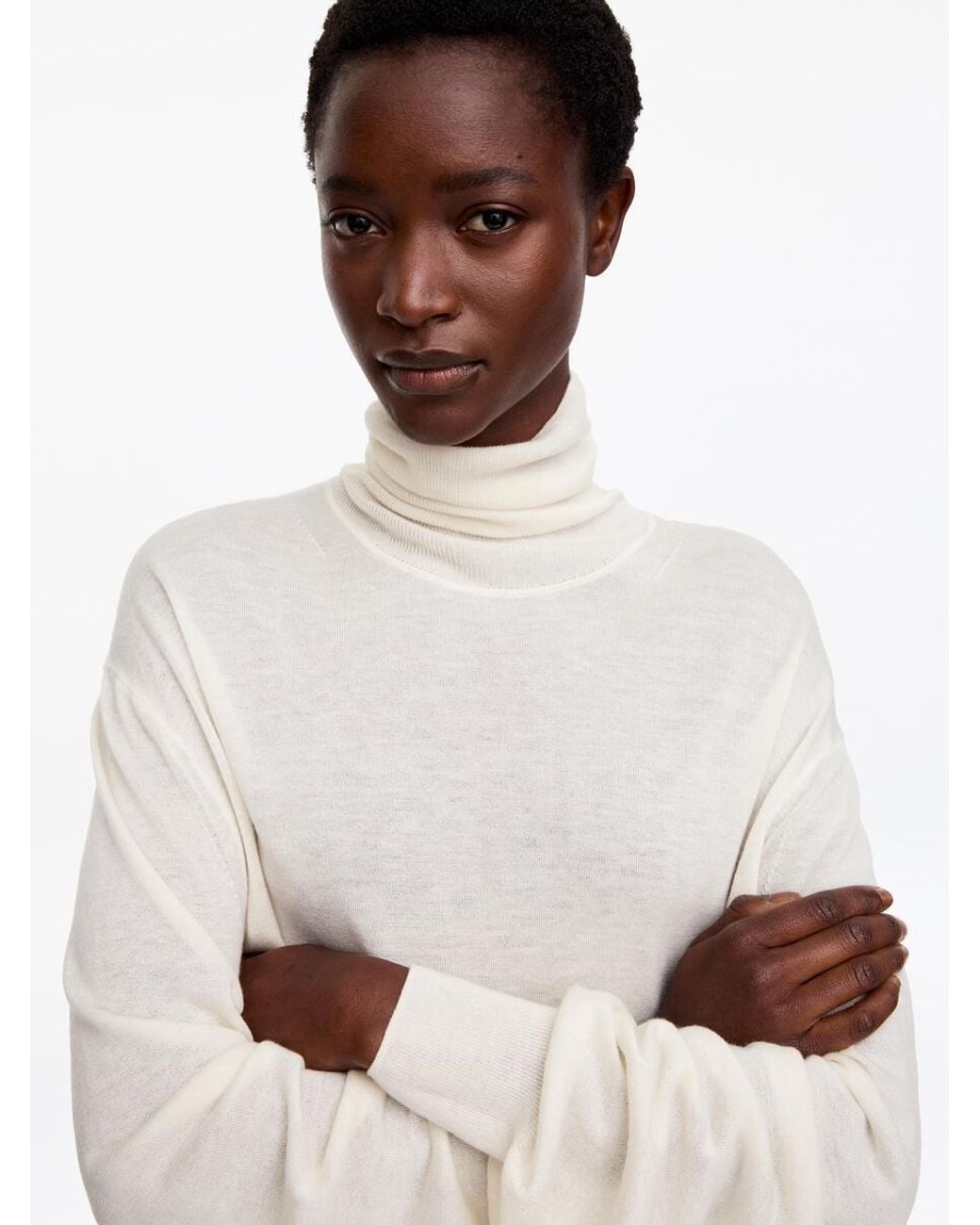ARKET Natural Wool-Lyocell Roll-Neck Jumper