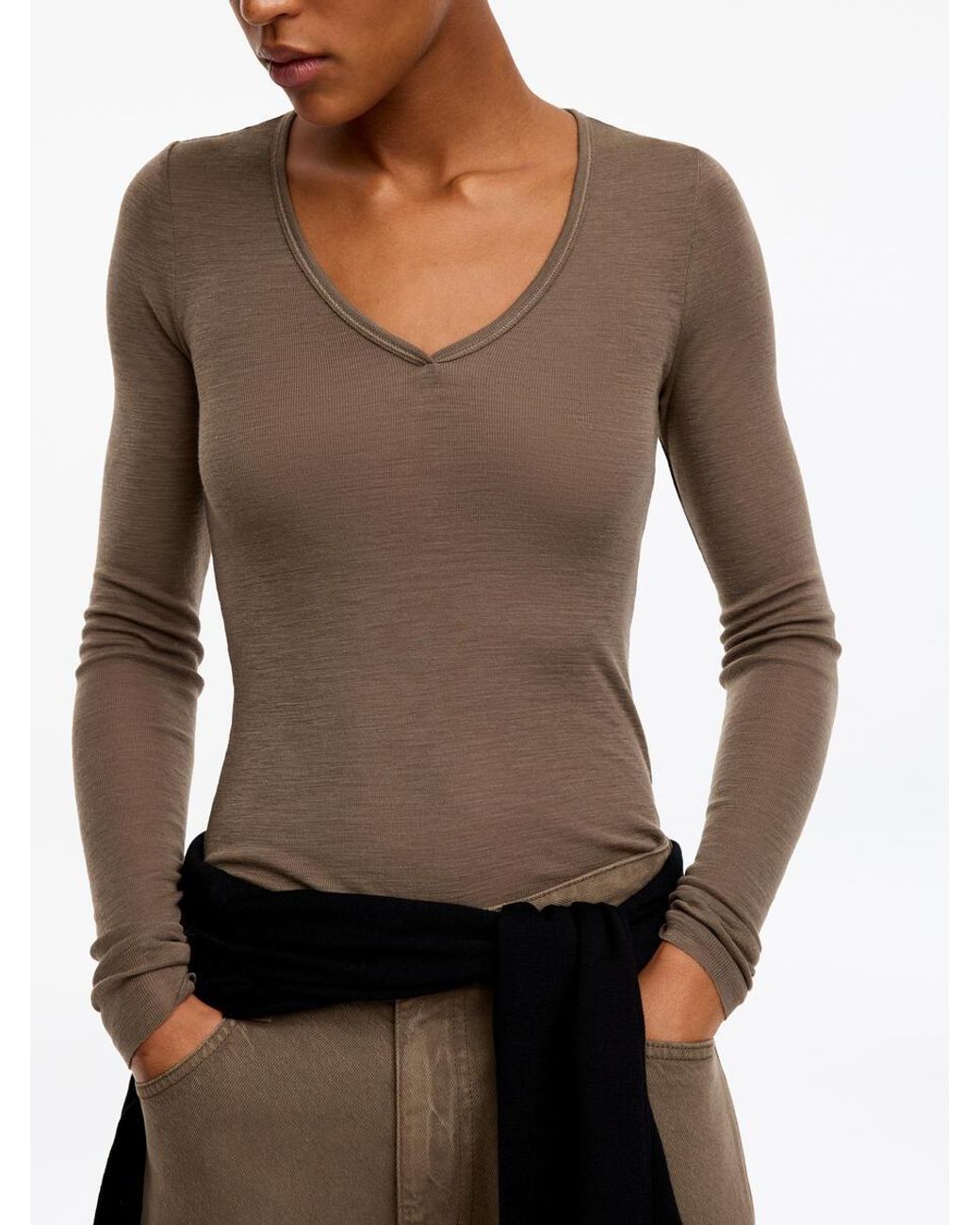ARKET Brown Wool Rib Top