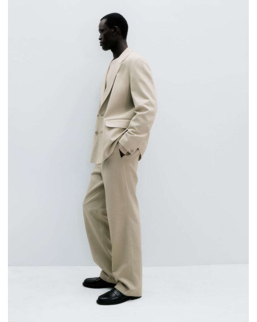 ARKET Green Wide Cotton Linen Trousers for men