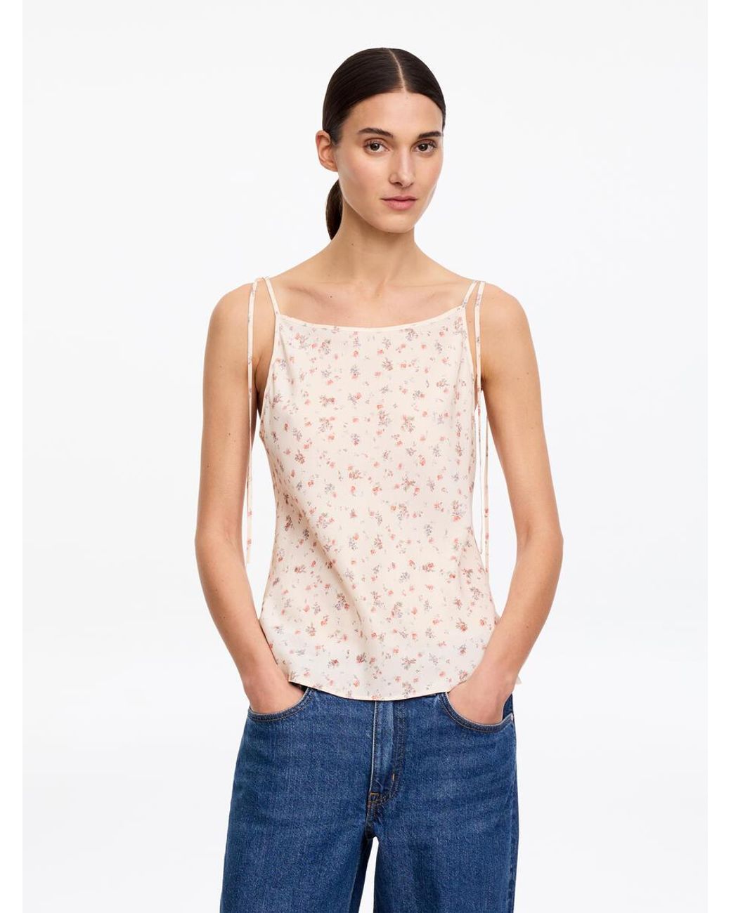 ARKET Blue Silk Strap Top