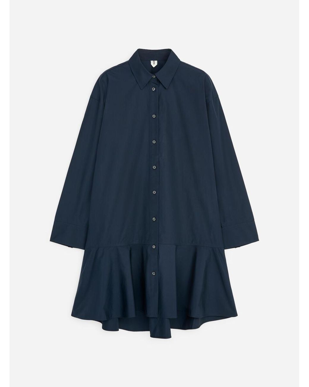 ARKET Blue Cotton Peplum Shirt Dress