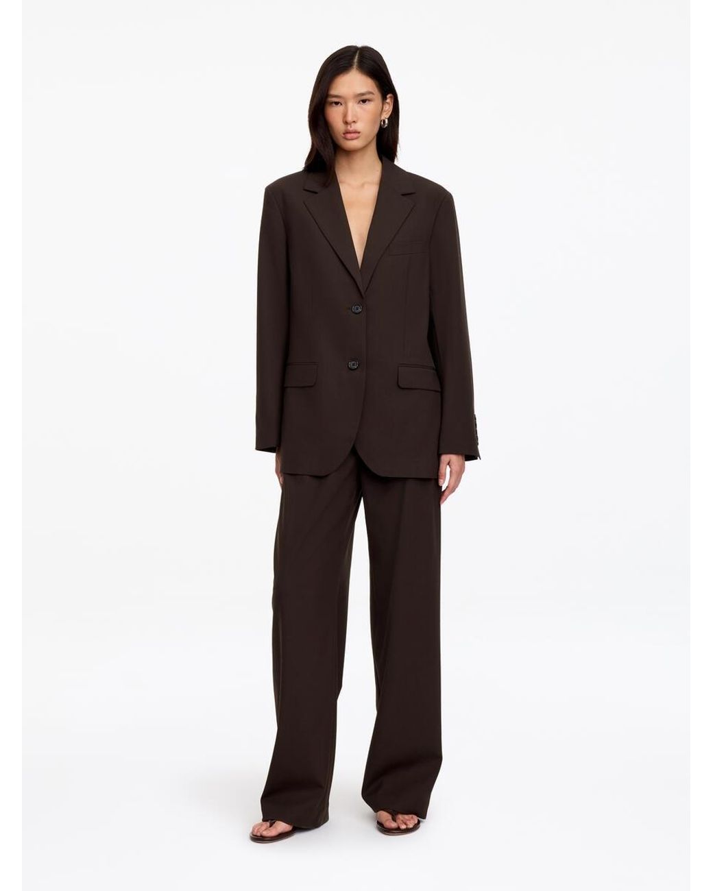 ARKET Brown Wool-Blend Relaxed Blazer