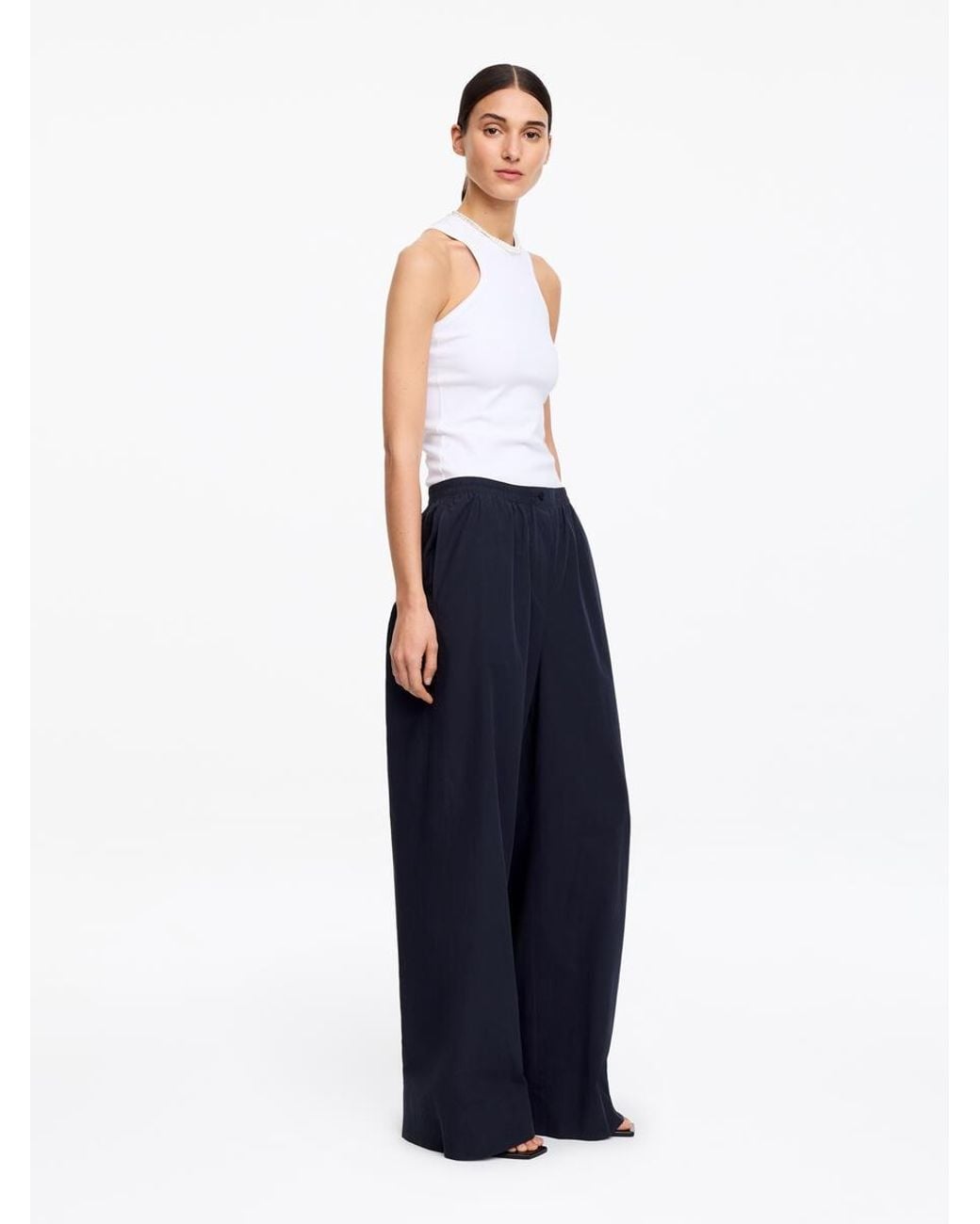 ARKET Blue Relaxed Cotton Trousers