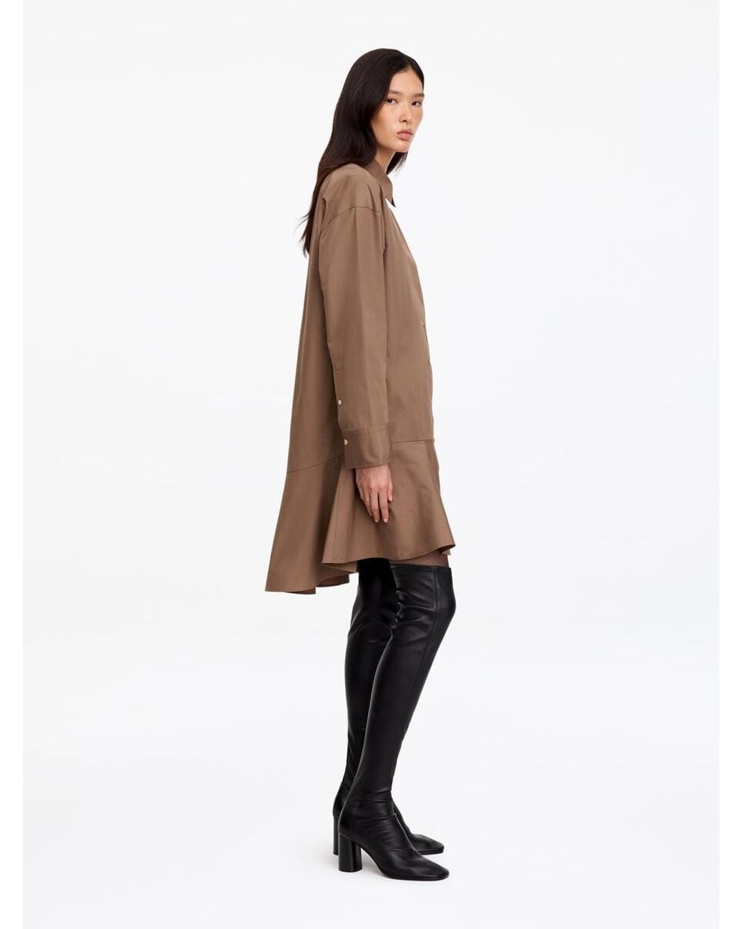 ARKET Natural Cotton Peplum Shirt Dress