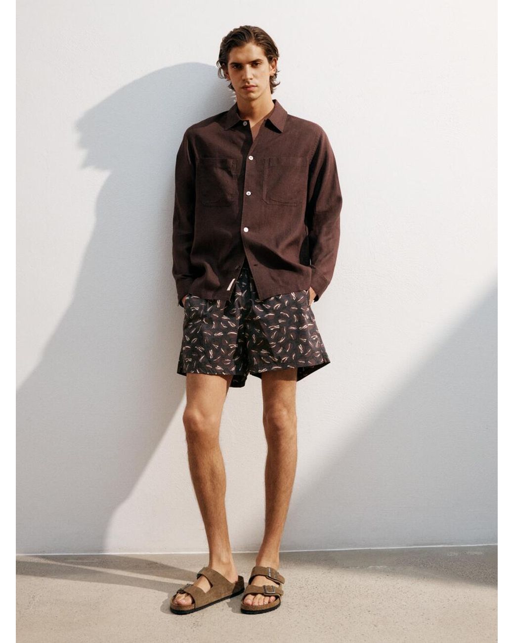 ARKET Black Allover-Printed Swim Shorts for men