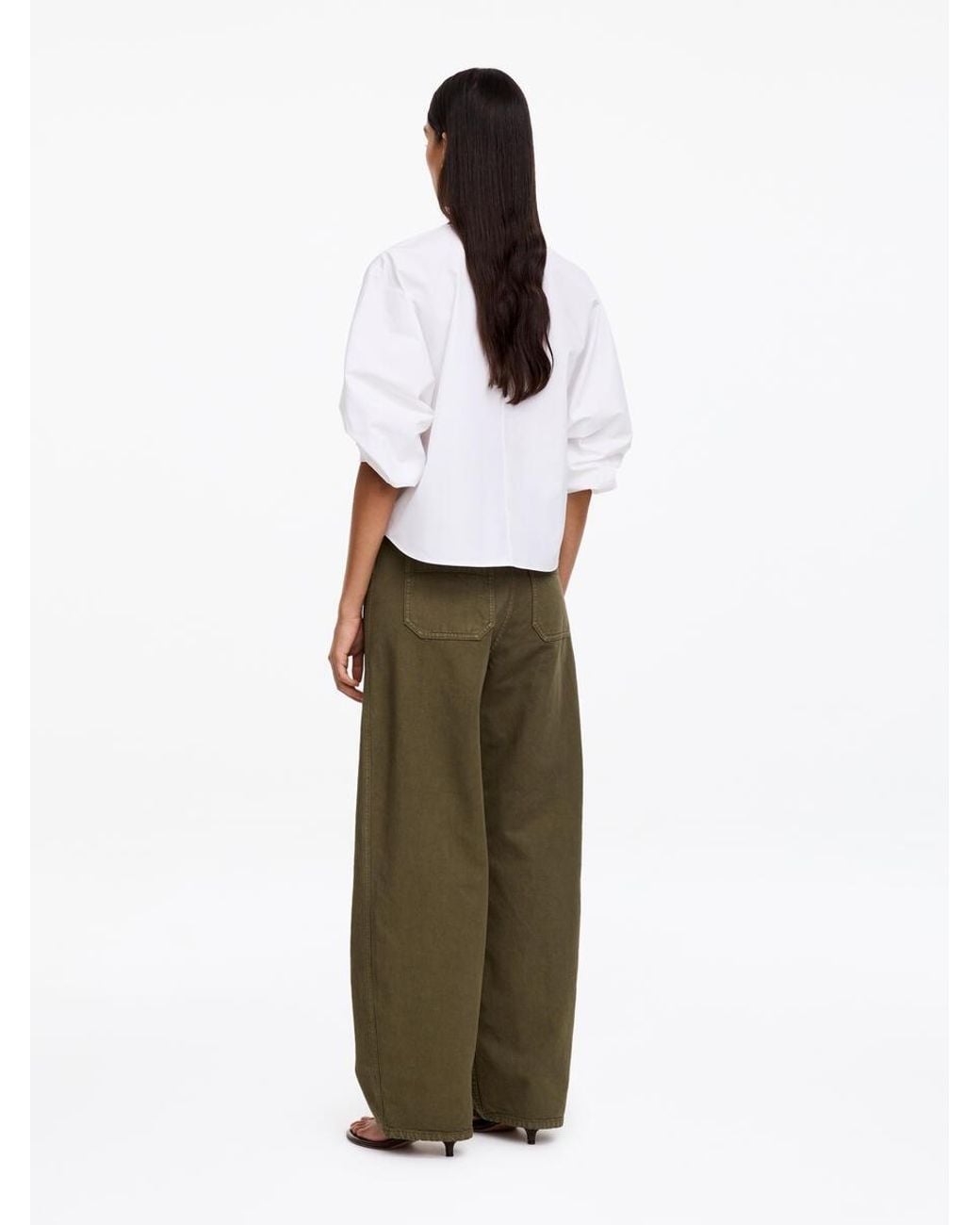 ARKET Green Cotton Canvas Utility Trousers