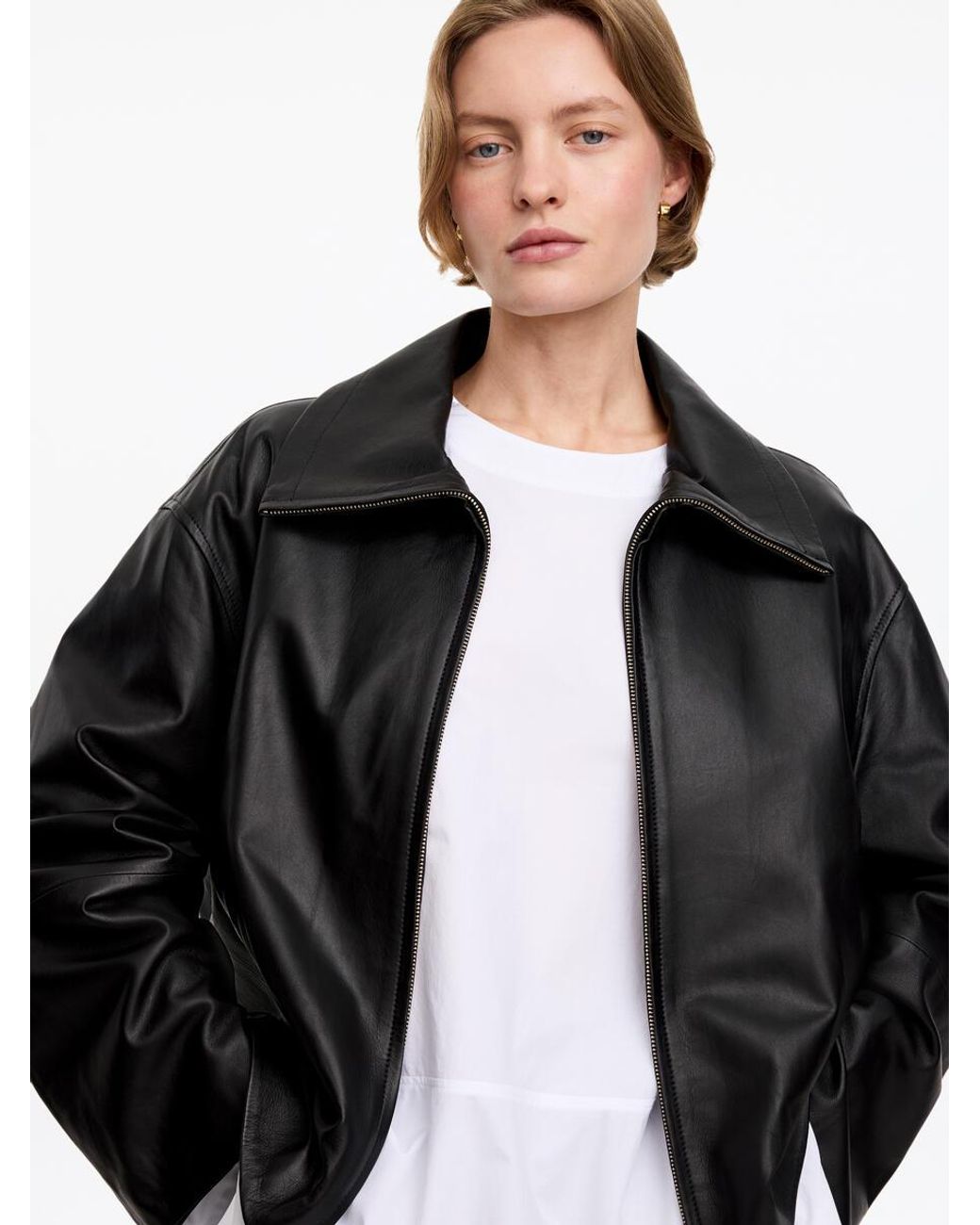 ARKET Black Short Leather Jacket