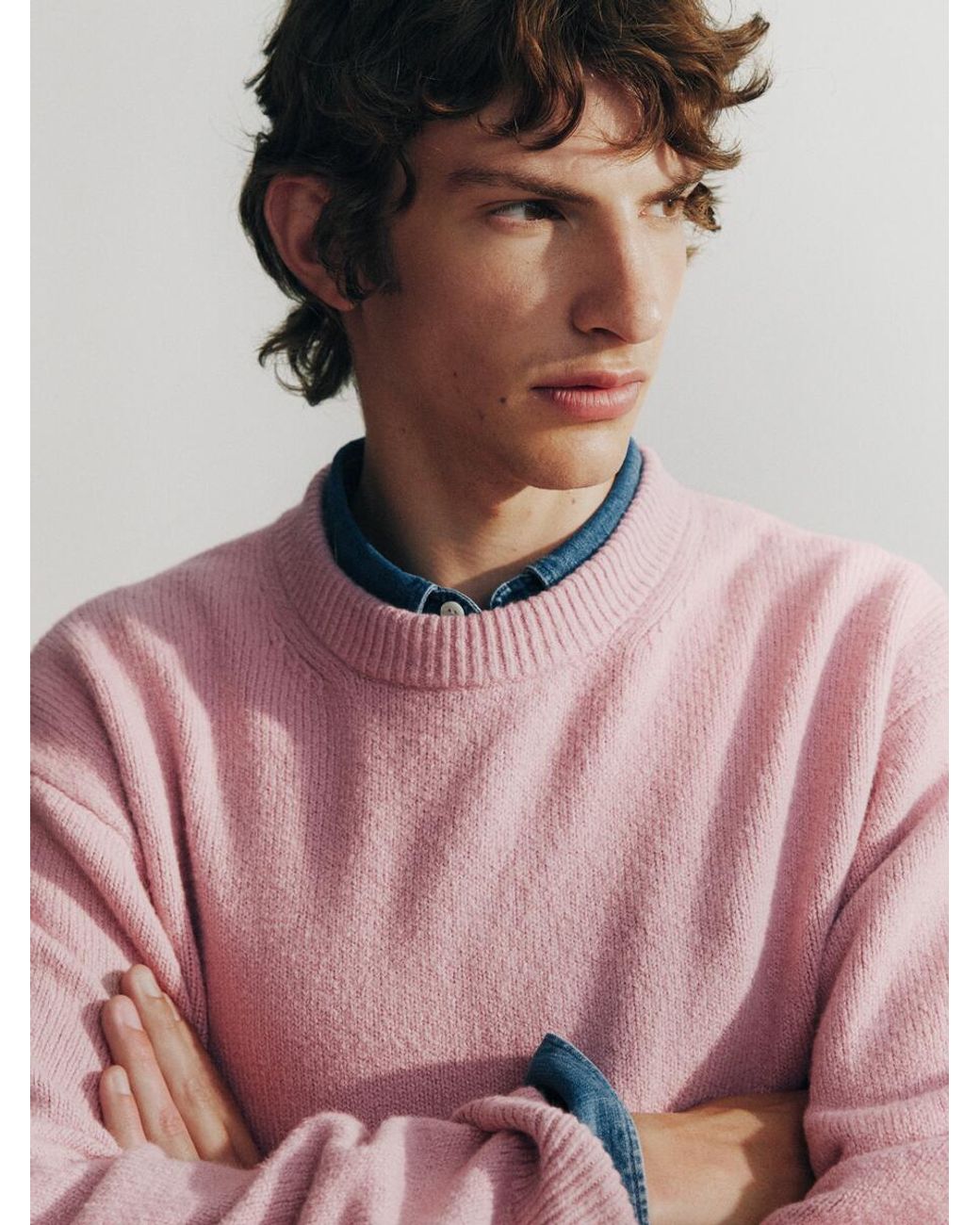 ARKET Pink Knitted Crewneck Jumper for men