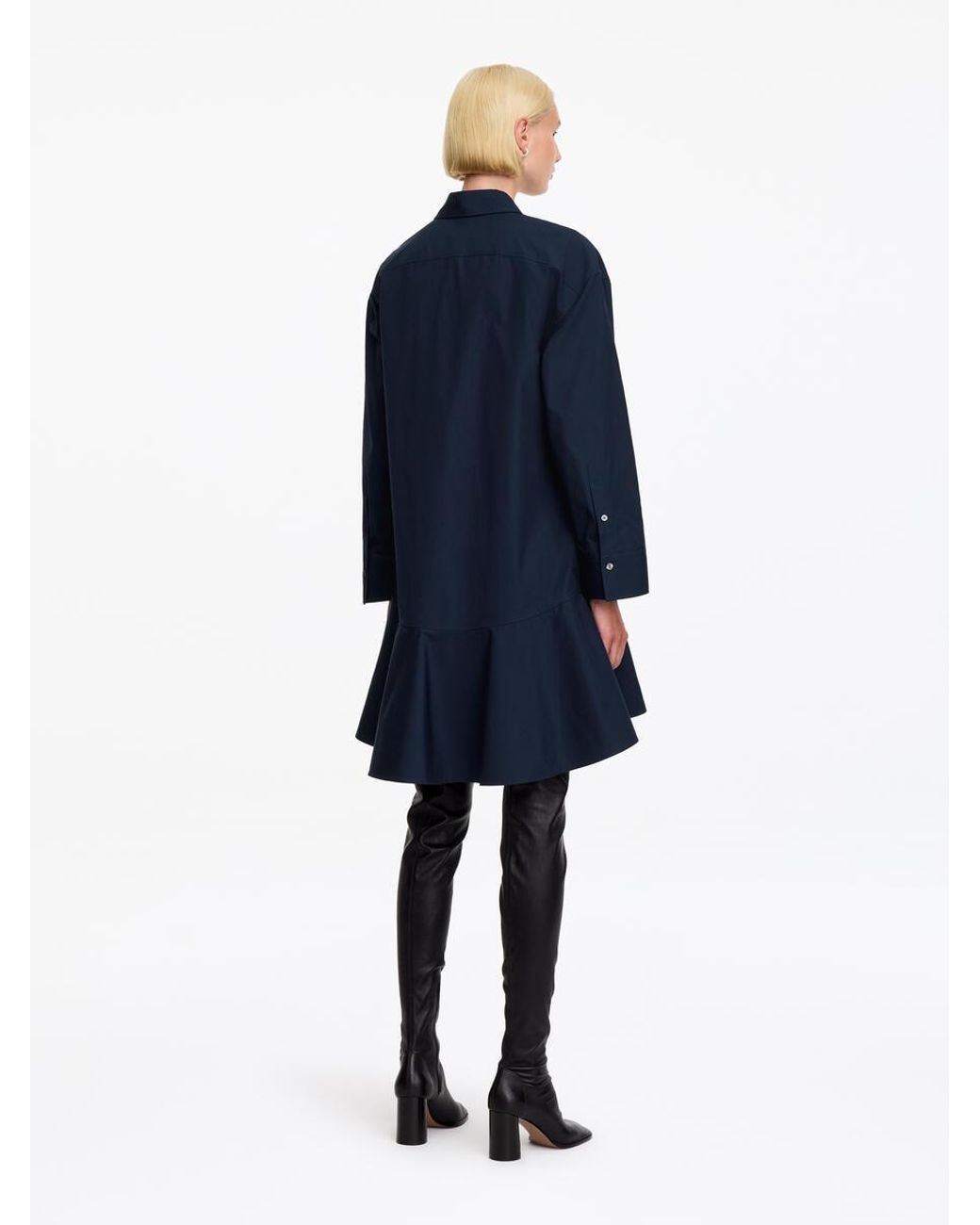 ARKET Blue Cotton Peplum Shirt Dress