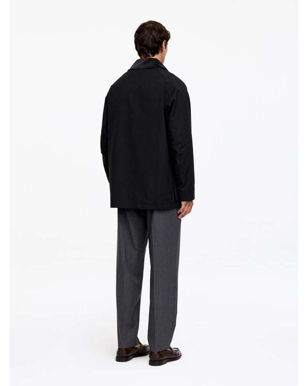 ARKET Black Waxed Mid-Length Coat for men