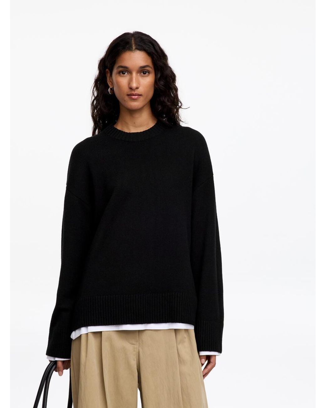 ARKET Black Oversized Pure Cashmere Jumper