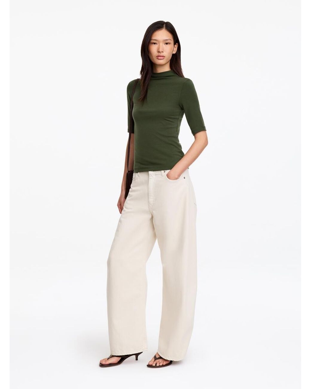 ARKET Green Mock-Neck Lyocell Top