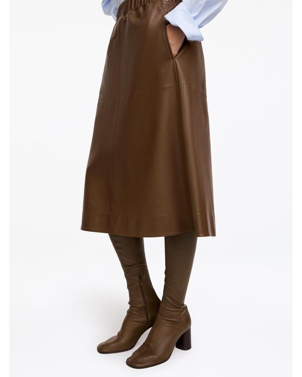 ARKET White Pull-On Leather Skirt