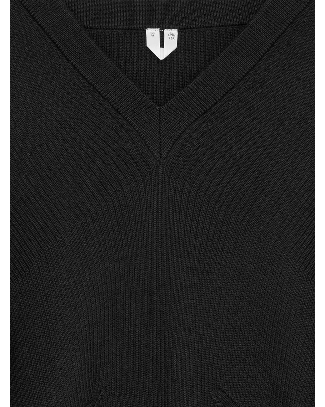 ARKET Black V-Neck Wool-Cotton Jumper