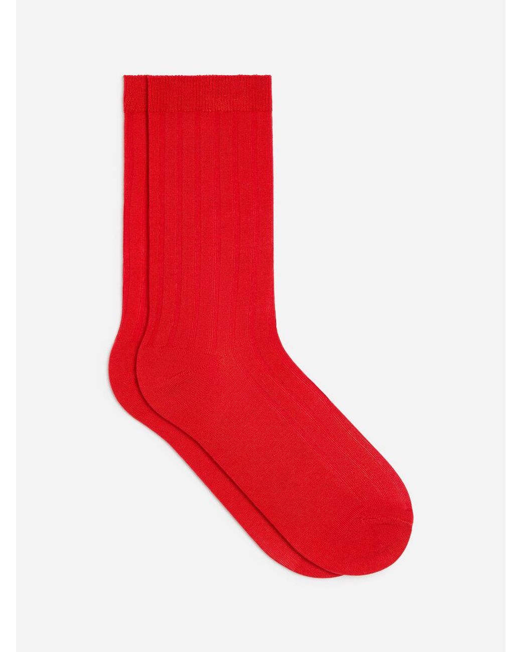 ARKET Red Ribbed Silk-Blend Socks