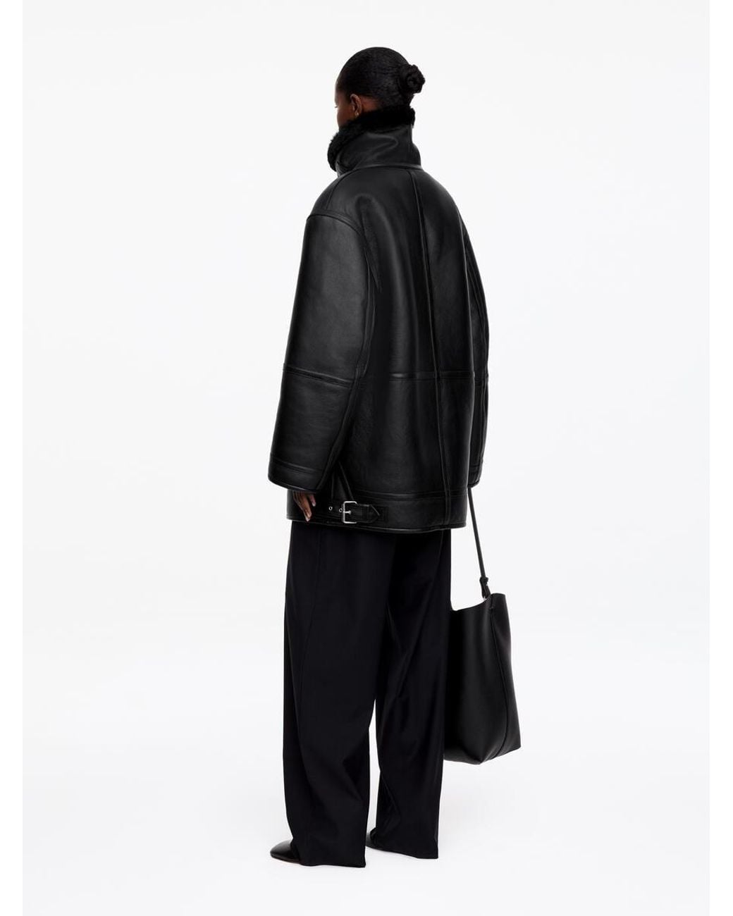 ARKET Black Oversized Shearling Jacket