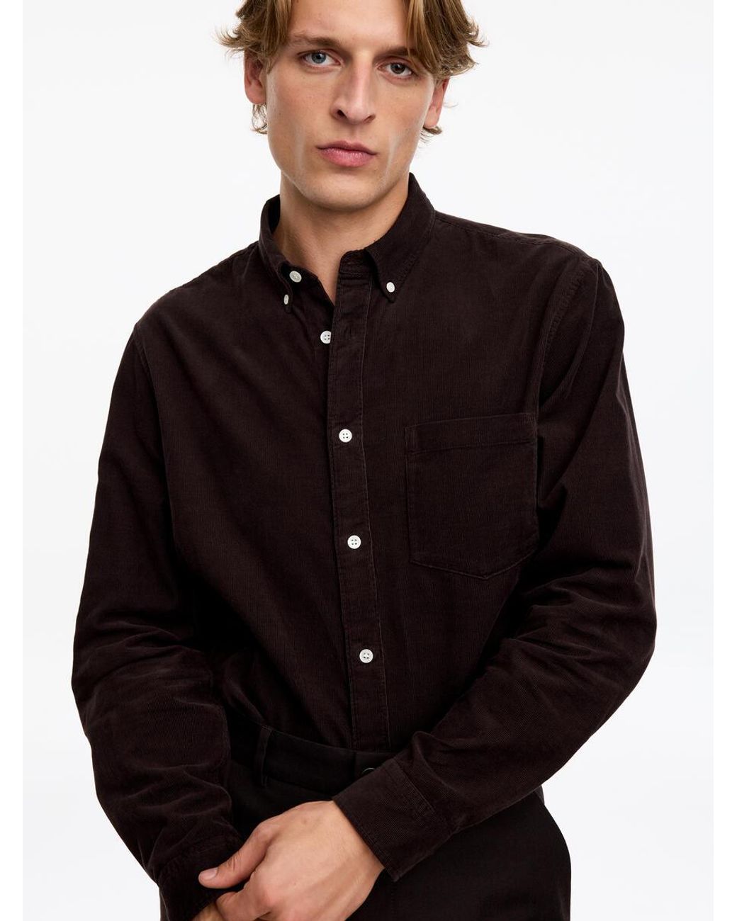 ARKET Black Needlecord Cotton Shirt for men
