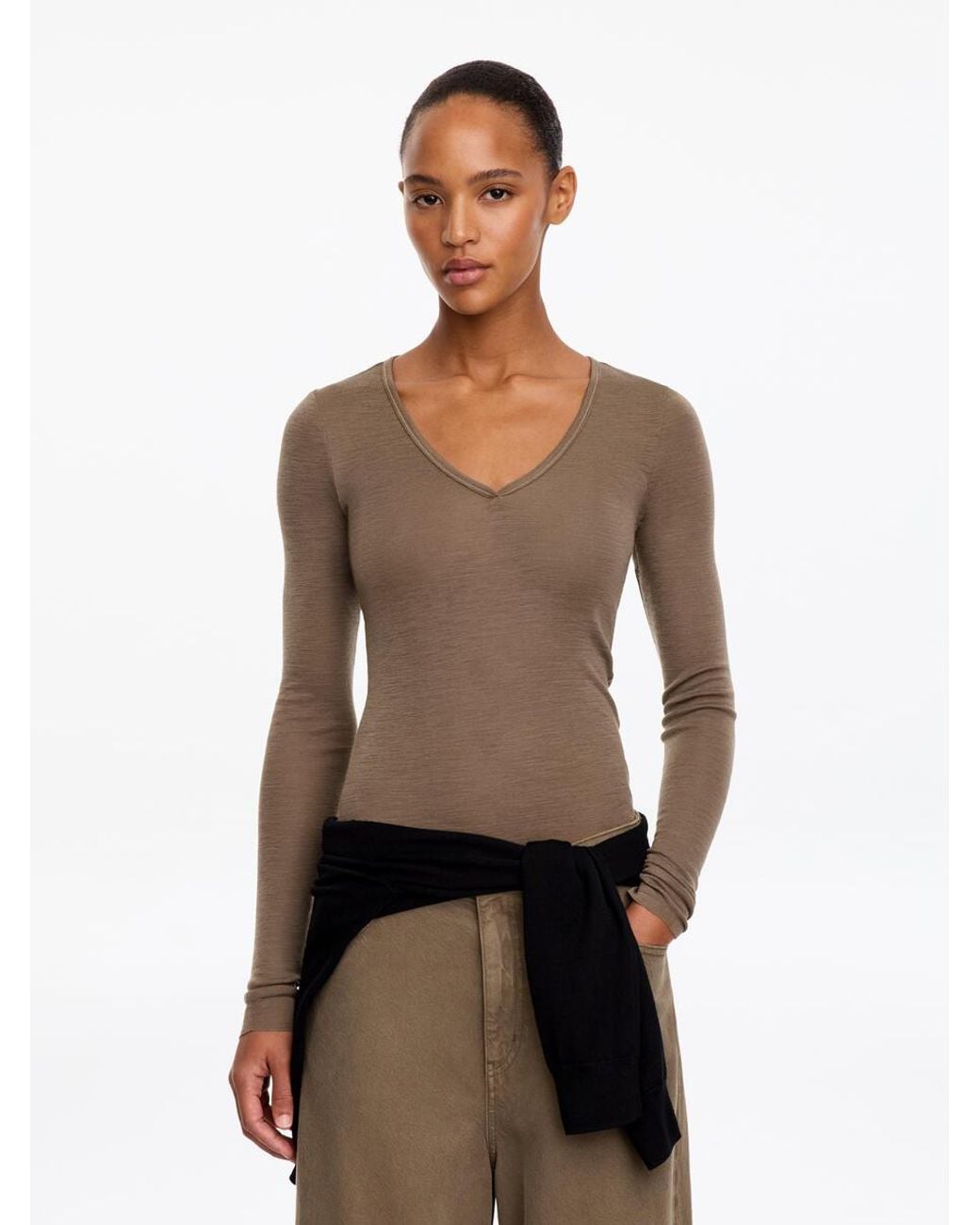 ARKET Brown Wool Rib Top