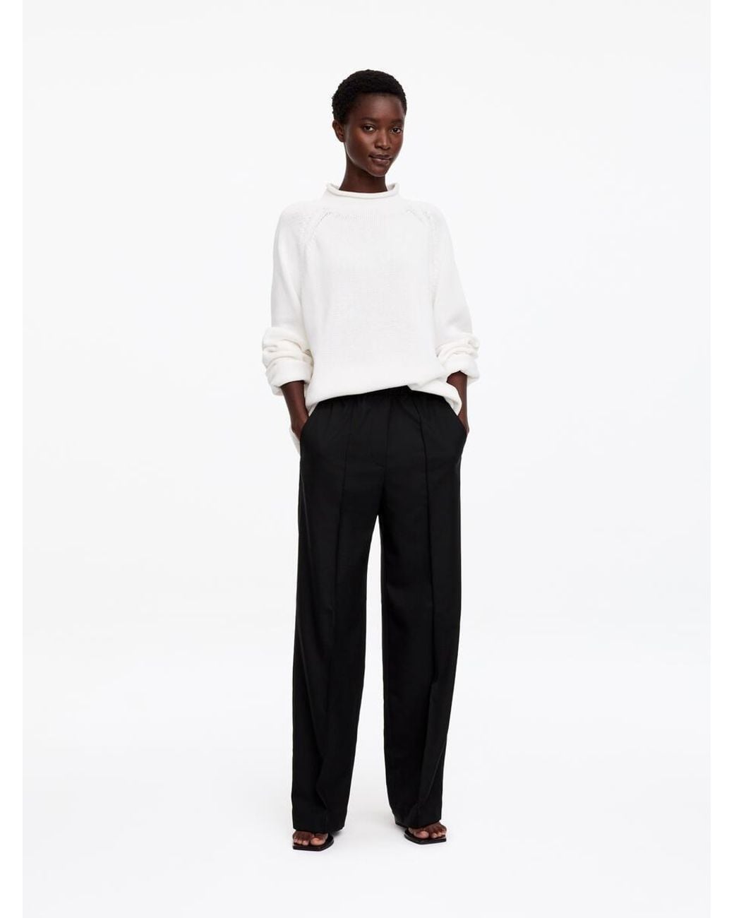 ARKET Black Elastic Waist Tailored Trousers