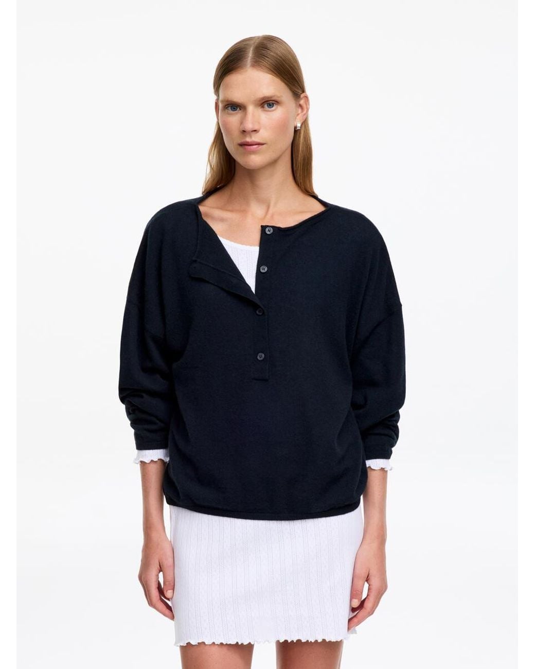 ARKET Blue Pure Cashmere Boat-Neck Jumper