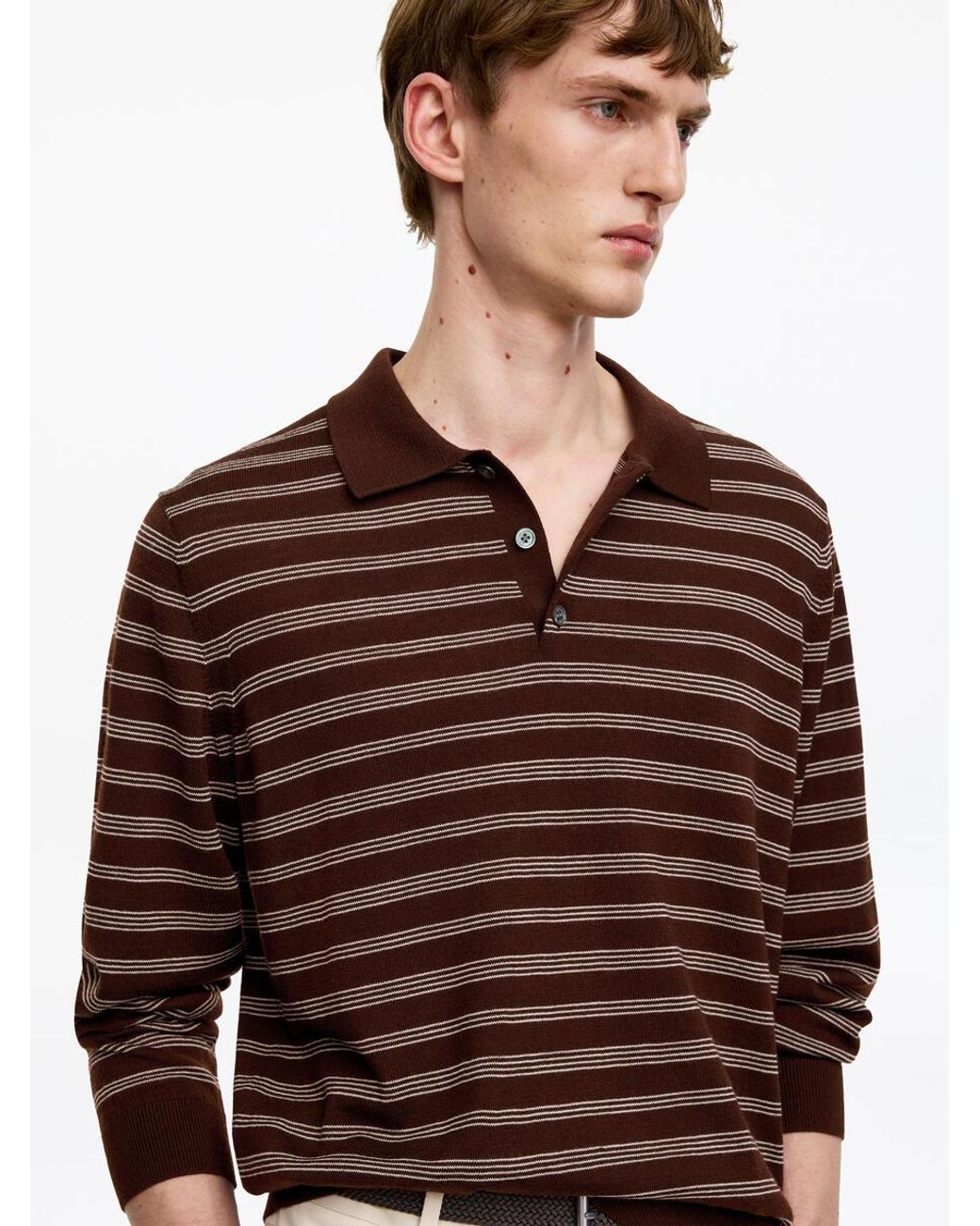 ARKET Brown Merino Polo Jumper for men